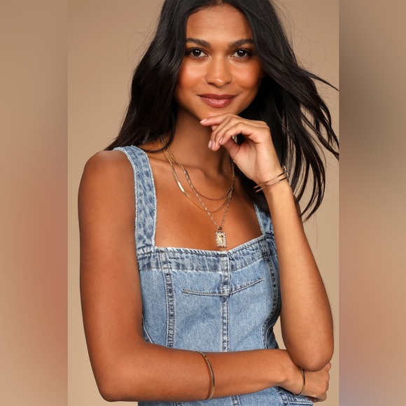 ✨Host Pick ✨𝓯𝓹 Free People ~ Kendra Medium Wash Denim Tie-Back Flared Jumpsuit - Picture 4 of 14